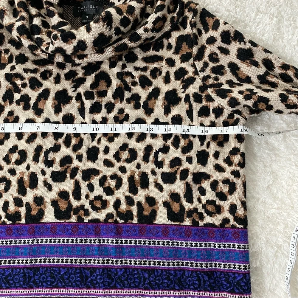 Carlisle Collection Merino Wool Leopard Print Sweater Size Small